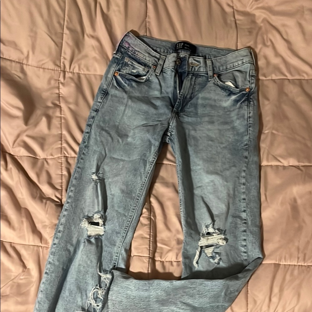 Women's Distressed Blue Jeans
